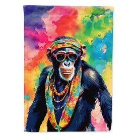 Caroline's Treasures Hippie Animal Chimpanzee House Flag Large Porch Sleeve Pole Decorative Outside Yard Banner Artwork Wall Hanging, Polyester, House Size, Multicolor