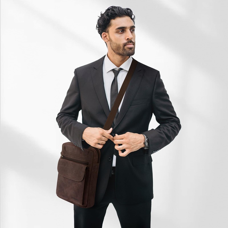 LEABAGS Men's Leather Small Shoulder Bag, Messenger Bag with Shoulder