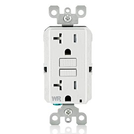 Leviton Self-Test SmartlockPro Slim GFCI Weather-Resistant and Tamper-Resistant Receptacle with LED Indicator, GFWT2-W, White