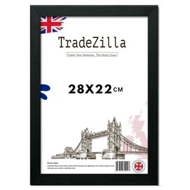 TradeZilla Modern Style, 28x22cm Gallery Picture Photo Frame, Horizontal and Vertical Wall Display, Made up of Solid MDF Wood with Perspex for 28x22cm Living Room, Bedroom Décor (Black)