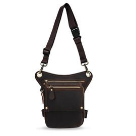 Boshiho Men's Genuine Leather Bag - Belt Bag Men's Motorcycle Dark Brown Hip Bag, Large Leather Men's Leg Bag, Outer Leg Bag, Leg Bag Bag, Travel Waist Bag, Hiking Climbing, brown, Fashion