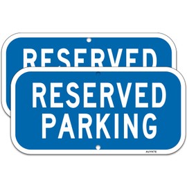 (2 Pack) Reserved Parking Sign, 12” x 6” Rust Free Aluminum Reflective Warning Signs, UV Protected, Fade Resistant, Weatherproof, Easy to Mount ﻿