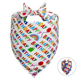 Agroon Dog Birthday Bandana Girl Boy Large 1PCS, 2 Patterns Durable Triangle Reversible Scarf Bibs Handkerchief for Puppy Pet