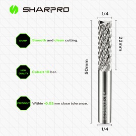 SHARPRO Tungsten Carbide Burr 1/4 Inch Shank 1/4 Inch Cutting Dia. Die Grinder Drill Bit Cutting Burr Bit for Dremel Rotary Tools PCB Wood HDF Carbon Fiber and Metal Grinding