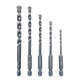 NORTOOLS Masonry Drill Bits 5 PCS Concrete Drill Bit Sets with Carbide Tip & 1/4 inch Hex Shank for Cement Brick Natural Stone 3/4/5/6/8 mm