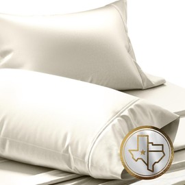 TEXAS LINEN CO. 100% Egyptian Cotton Standard/Queen Size Pillow Cases Set of 2-1000 Thread Count Pillow Cover - Soft, Breathable & Cooling Ivory Pillowcases Set of 2 for Standard/Queen Pillows