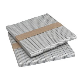 Ideen mit Herz Wooden sticks, ice cream sticks, craft wood, metallic, 11.4 cm long, 1 cm wide, pack of 200 (silver)