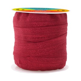 Mandala Crafts Maroon Fold Over Stretchy 5/8 Inch Ribbon for Hair Tie, Headband, Baby Hair Bow - 20 Yds Foldover Bands for Sewing
