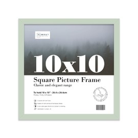 Almost Frameless 10x10 Mint Green Picture Frame 10"x10"(25.4x25.4cm) Poster, Photo, Artwork, or Print. Thin Edge Slim Frame Portrait and Landscape Display with Wall Hooks