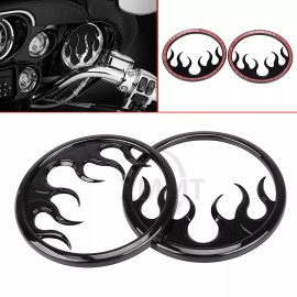 Unbranded Black Flame Speaker Grill Accent Trim Cover for Harley Electra Street Glide 14+