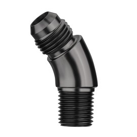 EVIL ENERGY 6AN to 1/4" NPT Male 45 Degree One Piece Full Flow Fitting Adapter Aluminum Black