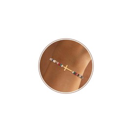 Nymerianoble Easter Gifts for Adults Women Gold Cross Bracelets Colorful Small Beaded Bracelets Christian Gifts Jewelry for Women