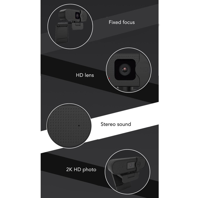 PC Webcam 2K UHD with Microphone Wide Angle USB Plug
