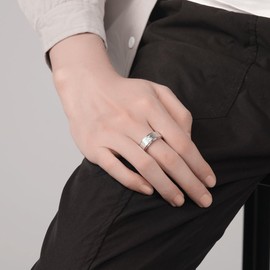 Lords Prayer Cross Spinner Ring Stainless Steel Biker Fidget Bands for Men Women Easter Christmas Church, Size 11