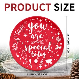 Hunken 11" Red Melamine Christmas Plates - Shatter-Proof & Chip-Resistant Reusable Round Dinner Plates with Festive Flower Design, Perfect for Weddings, Parties, and Anniversaries (2 Pack)