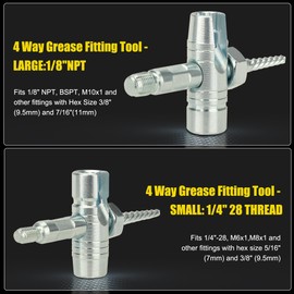 Zerk Grease Fittings Tool, Grease Zerk Removal and Cleaning Set, 1/4" 1/8" M6 M8 M10 SAE and Metric Zerk Fittings with Caps