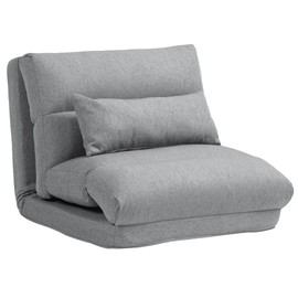 Folding Floor Chair, 6-Position Adjustable Backrest Lounger, Floor Bed for Reading, Gaming, Meditation - Gray