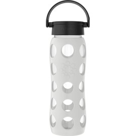 Lifefactory 22-Ounce Glass Water Bottle with Classic Cap and Protective Silicone Sleeve, Stone Gray