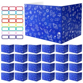 Harloon 24 Pcs Privacy Boards for Student Desk Dividers for Students Cardboard Privacy Folders Classroom Study Carrel Dividers Bulk Folder for Test Reduces Distraction (Blue Space)
