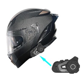 1Storm Motorcycle Modular Full Face Helmet DOT Flip up Dual Visor Anti Fog Pinlock Ready Shield + Motorcycle Bluetooth Headset BT-S2: Carbon Fiber Black