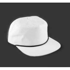 Blank Rope Hat White/Black Nylon Material with FlatBill SnapBack Like Richardson
