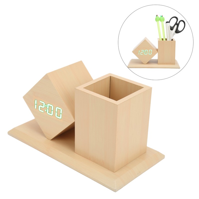 Pen Holder Alarm Clock Pen Holder Design Green Light Temperature