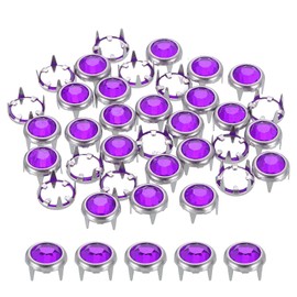 sourcing map 120Pcs Rhinestone Nailhead, 5.5mm/0.22" 4 Claw Round Rhinestone Claw Beads Nailhead Studs Decorative for DIY Leather Craft Making Purse Clothing Shoes Belt, Purple