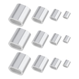EMSea 200PCS Aluminium Ferrules 1/2/3/4mm Crimping Loop Sleeve Oval Wire Rope Sleeve for Metal Wire Ropes Cable Clothesline Compression Looping 50PCS Each Size