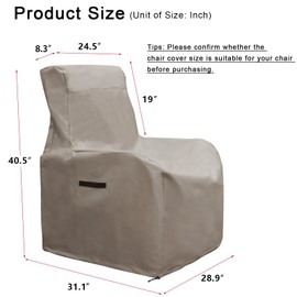 Skypatio Patio Chair Cover Waterproof, Outdoor Furniture Storage Cover for All Weather Protection (Khaki)