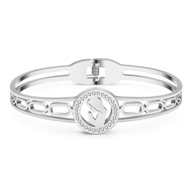 LONYOO Dainty 18K Gold Bracelet Bangle Stainless Steel Plated Gold Silver Bracelet for Women Girls Rhinestone Jewellery, Stainless Steel, Rhinestone