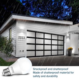 LOXYEE Garage Door Opener LED Light Bulb 2 Pack，15W Equivalent to 100W Garage Light Bulb,A19 5000K Daylight White E26 Base 120V Outdoor Light Bulbs,Minimize Interference,Dimmable
