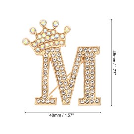 PATIKIL Letter Brooch Pins, Crown Initial Rhinestone Alphabet M Letter Lapel Badges Pin for Women Suits Dress Coat Clothes Craft, Gold Tone