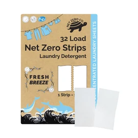 Net Zero Co. - Net Zero Strips, Laundry Detergent Strips, 32 Ultra Concentrated Detergent Sheets, Safe for White and Colored Fabrics, Fresh Breeze, 32 Strips