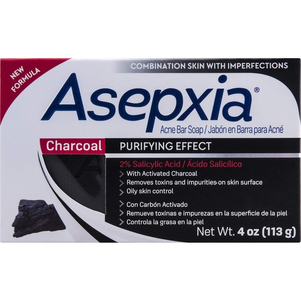 ASEPXIA with Activated Charcoal Purifying Effect Acne Treatment Bar Soap with Salicylic Acid, 4 Ounce