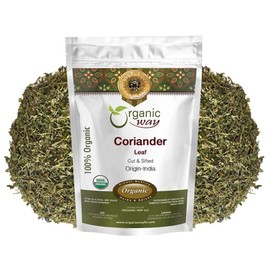 Organic Way Coriander Leaves (Cilantro Leaves) cut and sifted | Non GMO - Packed In Resealable Bag | Sustainable - All Natural - Not Irradiated | Origin India (16 oz - 1 lbs)