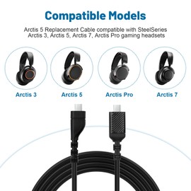Arctis 5 Ersatz-Audiokabel, Arctis Kopfhörer Aux Kabel für SteelSeries Arctis 3/ Arctis 5/ Arctis 7/ Arctis Pro Wireless Gaming-Kopfhörer (mit 3,5 mm Konverter)