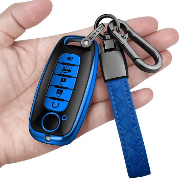 Sindeda for Nissan Key fob Cover with Leather Keychain Soft