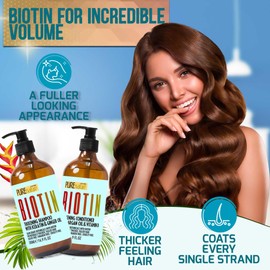 Biotin Shampoo and Conditioner Set - Volume Boosting Formula for Men and Women to Help Thinning Hair - Sulfate and Paraben Free with Thickening Properties - Volumizing Products to Improve Fullness
