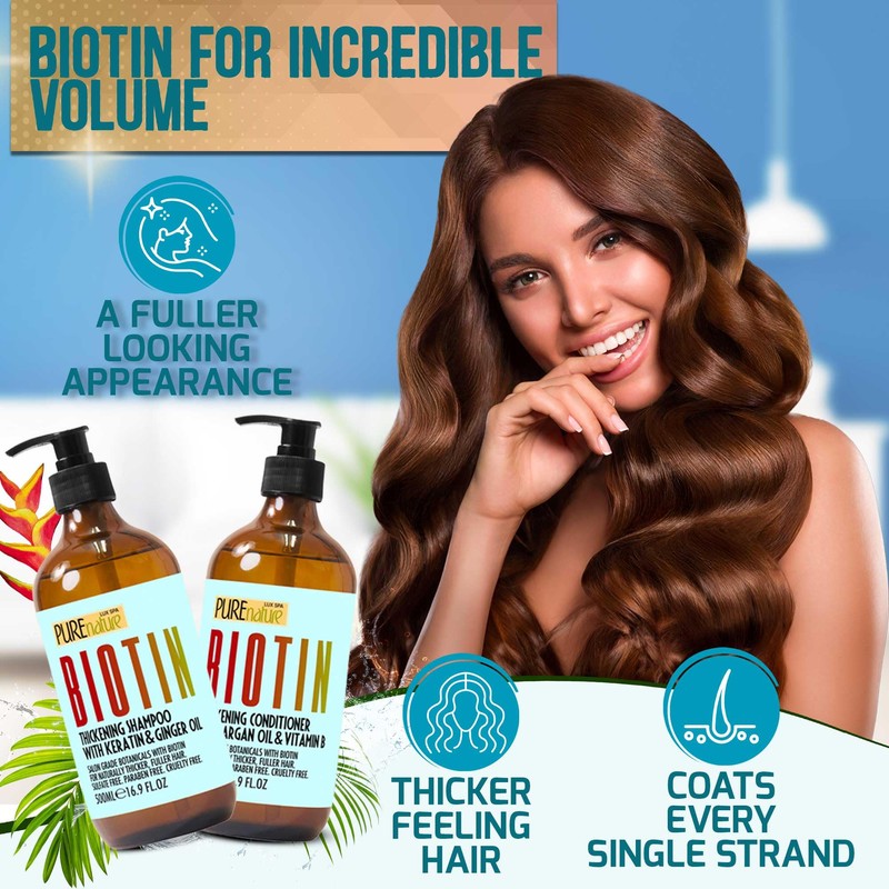 Biotin Shampoo and Conditioner Set - Volume Boosting Formula for