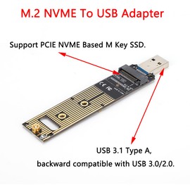 Lelukee M.2 NVME to USB Hard Drive Adapter Card, M.2 NVME to USB Adapter, M.2 SSD to USB 3.1 Type A Card, M.2 PCIE Based M Key Hard Drive Converter Reader, 10Gbps USB 3.1 Gen 2 Bridge Chip