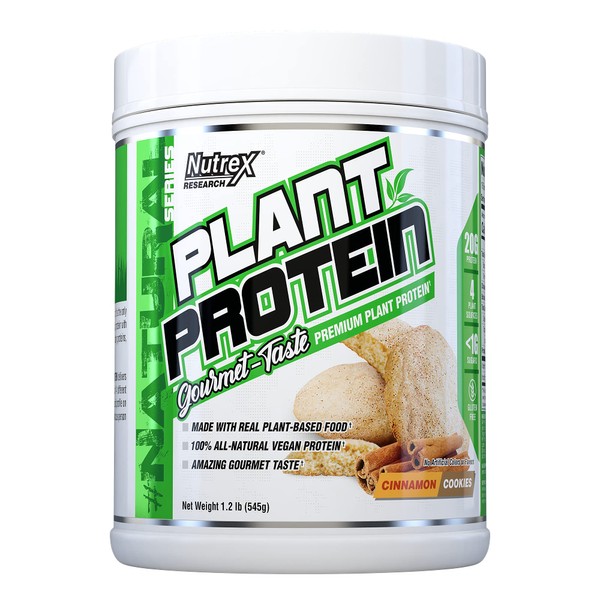 Nutrex Research Plant Protein | Great Tasting Vegan Plant Based Protein Powder | No Artificial Flavors, Colors, or Sweeteners, Gluten Free, Lactose Free | 18 Servings (Cinnamon Cookies)