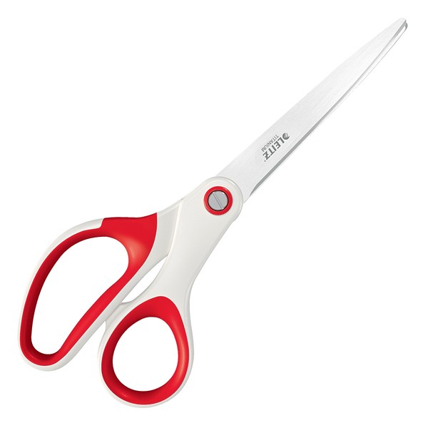 Leitz Wow Titanium Scissors, Right or Left Handed (Ambidextrous), Red