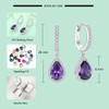 Starchenie 925 Sterling Silver Teardrop Hoop Earrings Amethyst Birthstone Cubic