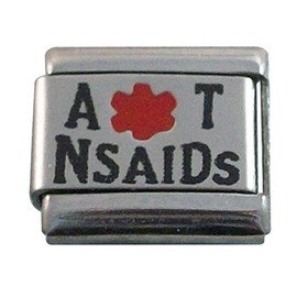 Gadow Jewelry Allergic to Nsaids Medical ID Alert Italian Charm for Bracelet Men or Women Awareness Stainless Steel