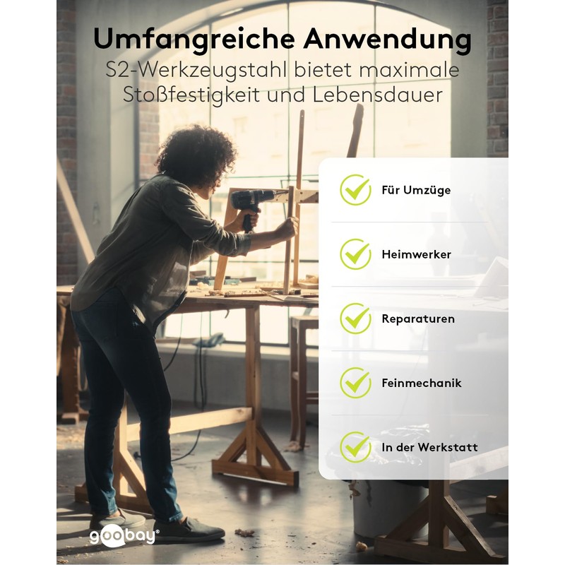 Goobay 77045 Universal Bit Set with Magnetic Bit Holder 6.35