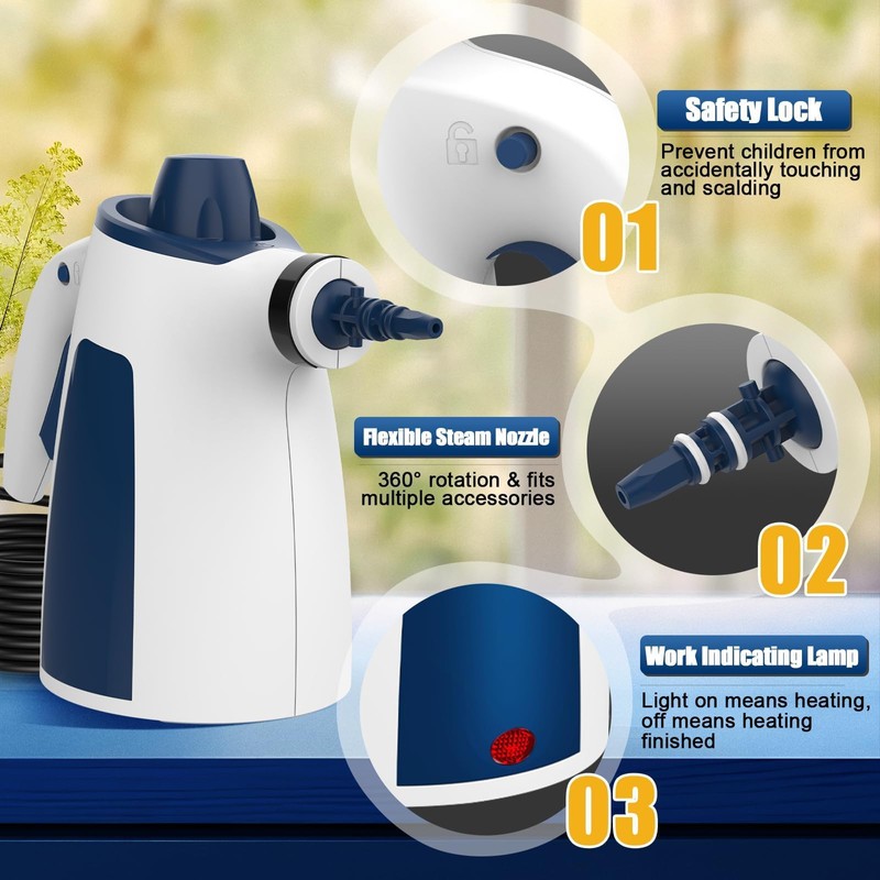 Powerful High-Pressure Steam Cleaner for Home, One-Touch Handheld Steam Cleaner