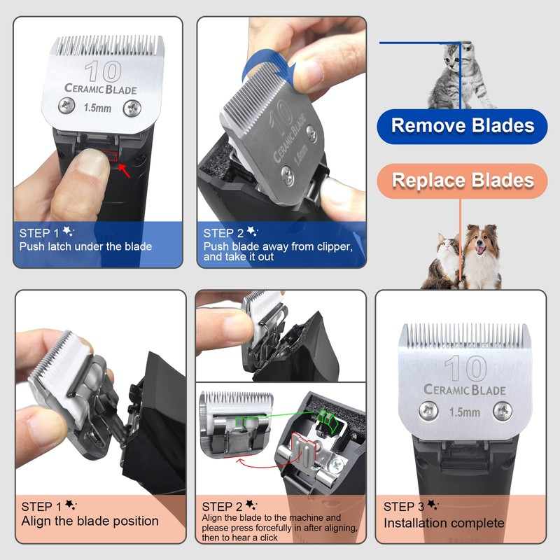 Size 7FC/5FC/4FC Detachable Pet Dog Grooming Ceramic Blades,Compatible with Andis,Oster