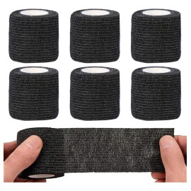 Cinta Venda Elástica Cohesiva Autoadherible Grip Sport 6 Pzs Color Negro