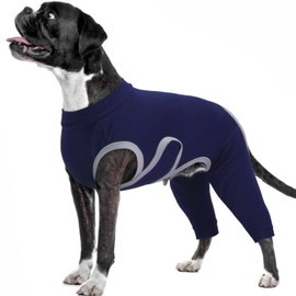 Kuoser Dog Surgery Recovery Suit, Professional Dog Surgical Suit for Back Legs, Soft Dogs Recovery Sleeve to Prevent Licking Biting Wounds, Dogs Onesie After Surgery Elbow Protector, Blue M