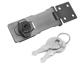 4 Inch Keyed Hasp Locks, Keyed Alike Twist Knob Keyed Locking Hasp, Metal Catch Latch Safety Lock for Cabinets, Drawers, Toolboxes, Different Door, Pack of 1 (Black)